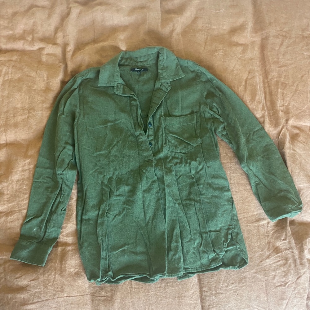 Madewell green button up pull-over